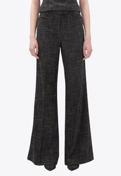 Remain Birger Christensen Flared Wool-blend Tailored Pants In Black