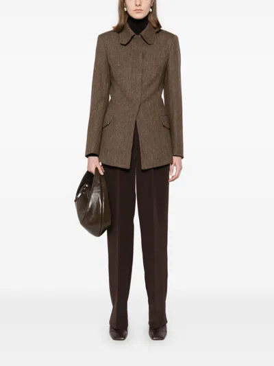 Remain Birger Christensen Herringbone Blazer In Brown