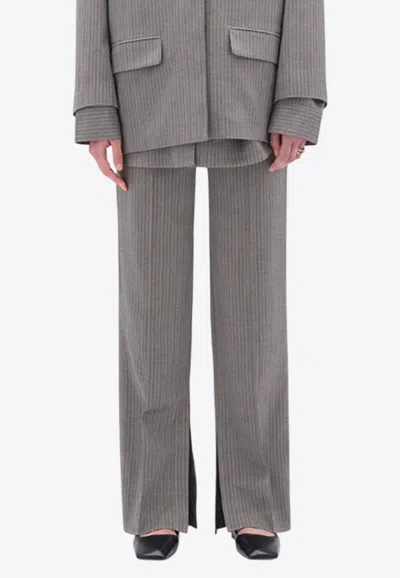 REMAIN BIRGER CHRISTENSEN HERRINGBONE HIGH-RISE SLIM PANTS