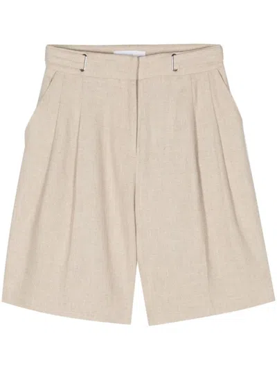 Remain High Waist Pleated Shorts In Beige