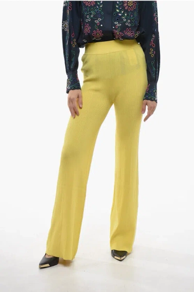 Remain Birger Christensen High Waist Ribbed Palazzo Pants In Orange