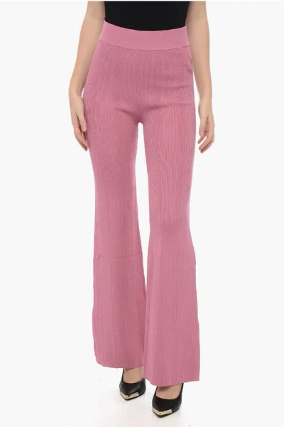 Remain Birger Christensen High Waist Ribbed Palazzo Pants In Pink