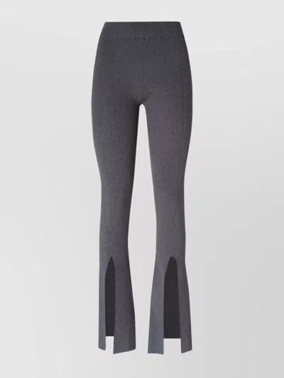 Remain Birger Christensen Front-slit Rib Knit Trousers In Grey