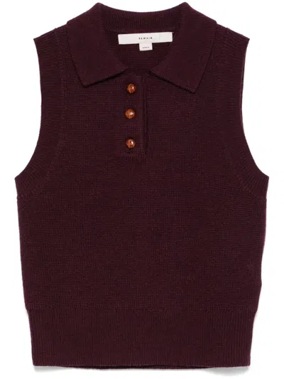 Remain Birger Christensen Knitted Polo Top In Bordeaux