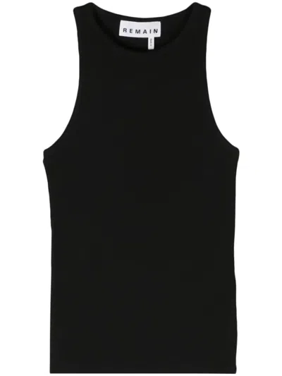 Remain Birger Christensen Knot-detail Ribbed Top In Black  