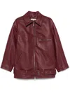 Remain Birger Christensen Leather Biker Jacket In Red