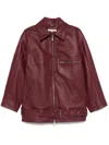 Remain Birger Christensen Leather Biker Jacket In Red