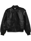 Remain Birger Christensen Leather Bomber Jacket In Black