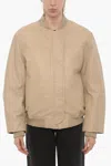 Remain Birger Christensen Leather Bomber Jacket With Hidden Closure In Beige