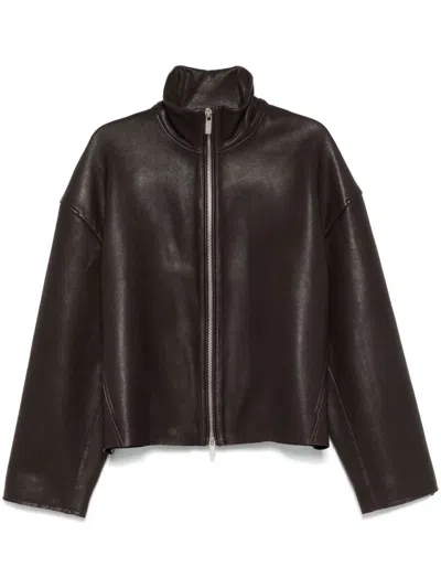 Remain Birger Christensen Leather Jacket In Brown