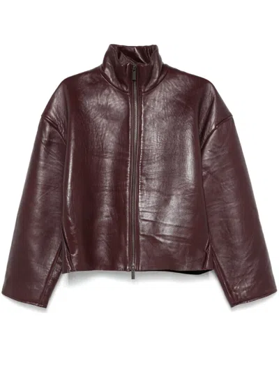 Remain Birger Christensen Leather Jacket In Red