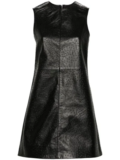 Remain Birger Christensen Leather Mini Dress In Black