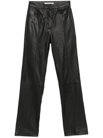 Remain Birger Christensen Straight-leg Lether Trousers In Black