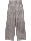 Remain Birger Christensen Belt And Loop Leather Pants In Grey