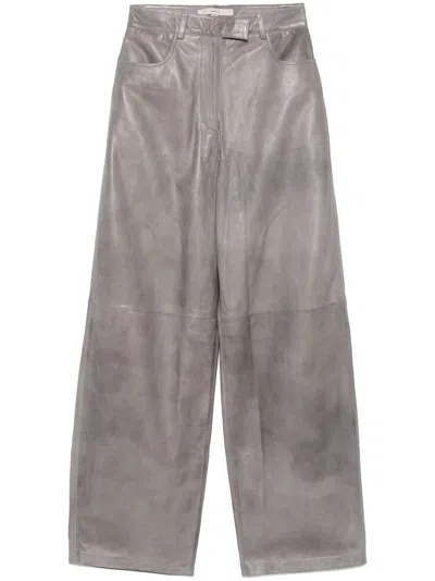 Remain Birger Christensen Leather Trousers In Gray