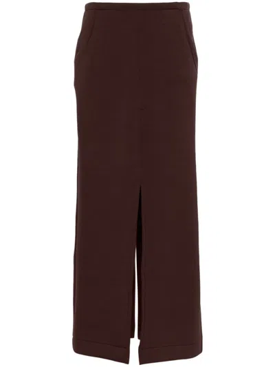 Remain Birger Christensen Pencil Midi Skirt In Brown