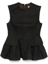 Remain Birger Christensen Peplum Denim Top In Brown