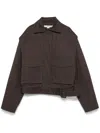 Remain Birger Christensen Pinstriped Bomber Jacket In Brown