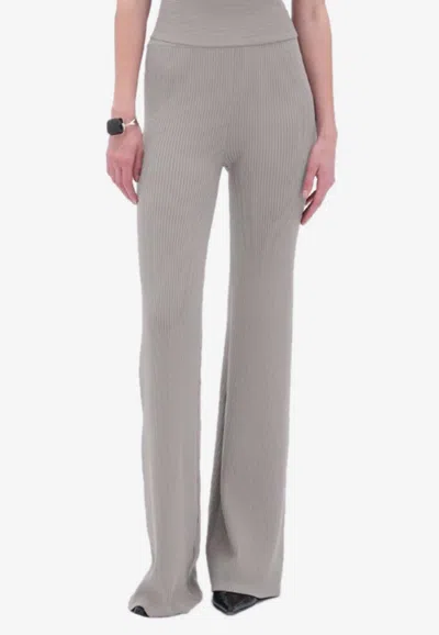 Remain Birger Christensen Rib Knit Flared Pants In Gray
