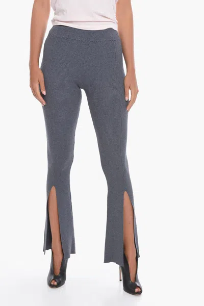 Remain Birger Christensen Ribbed Omly Boot-cut Pants With Ankle Split In Grey