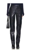 Remain Birger Christensen Slim Leather Suiting Pants In Navy