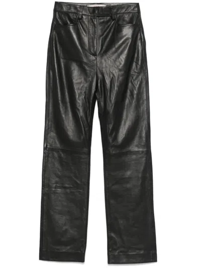 Remain Birger Christensen Straight-leg Leather Trousers In Black