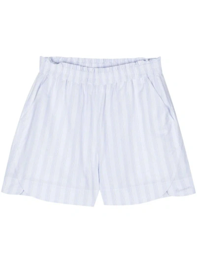 Remain Logo-embroidered Striped Shorts In Light Blue