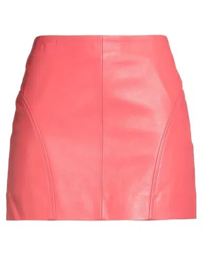 Remain Studio Woman Mini Skirt Coral Size 6 Sheepskin In Red