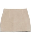 Remain Birger Christensen Beige Bonded Leather Miniskirt In Grey