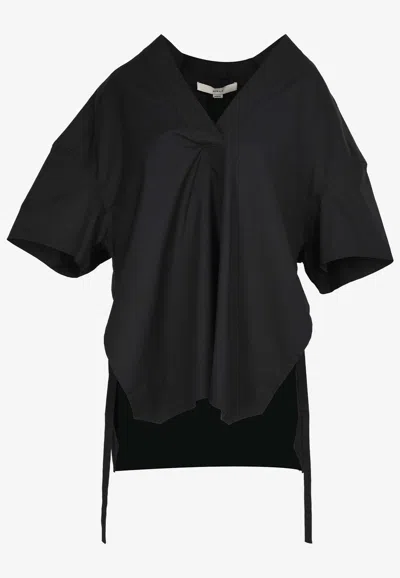 Remain Birger Christensen V-neck Asymmetric Blouse In Black