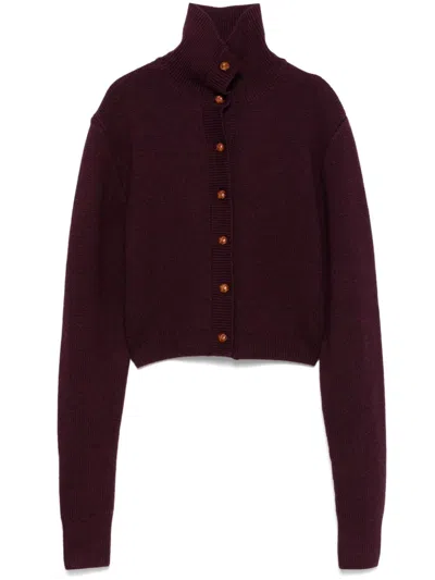 Remain Birger Christensen Wool Cardigan In Bordeaux