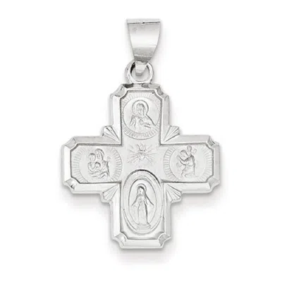 Pre-owned Rembrandt Four Way Cross Religious Medal Solid 3 Sizes 14k White Or 14k Yellow Gold R5036