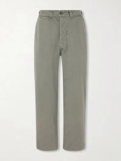 Remi Relief Straight-leg Cotton Trousers In Green