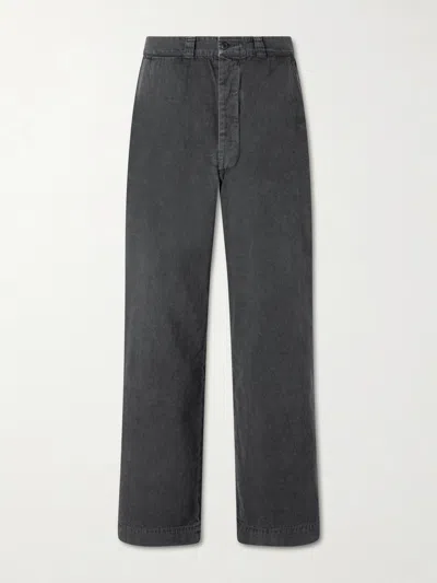 Remi Relief Straight-leg Cotton-twill Trousers In Gray