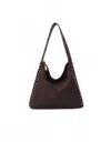 Remi/reid Women's Pasadena Studded Shoulder Bag In Faux Chocolate Suede In Brown