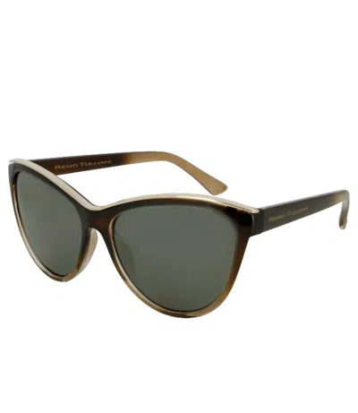 Remo Tulliani Seduction Sunglasses In Olive Fade/black Mirror Lens In Brown