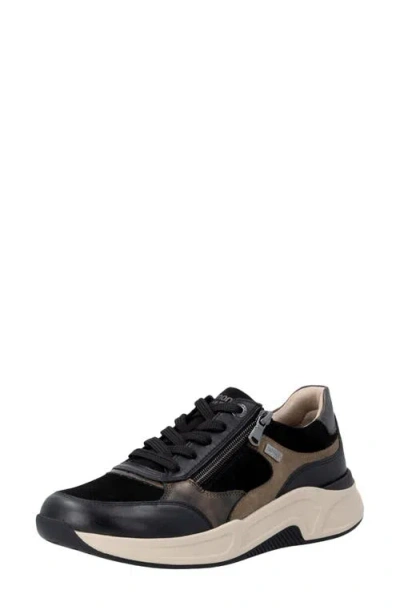 Remonte Bea Leather Sneaker In Schwarz/schwarz/anti