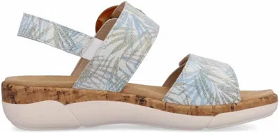 Remonte Flat Sandals In Blue Tropical In White