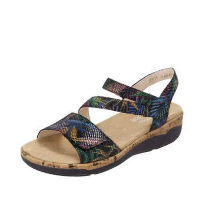 Remonte Women's Flat Sandals In Black Multi