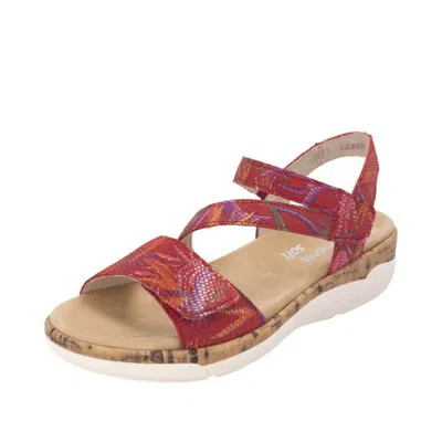 Remonte Women's Flat Sandals In Red Multi In Burgundy