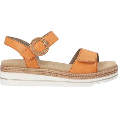 Remonte Women's Jocelyn Leather Ankle Strap Sandal In Mandarin In Orange