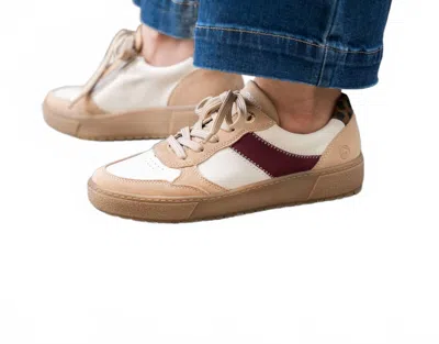 Remonte Women's Leather Suede Sneaker In Beige/white/burgundy In Neutral