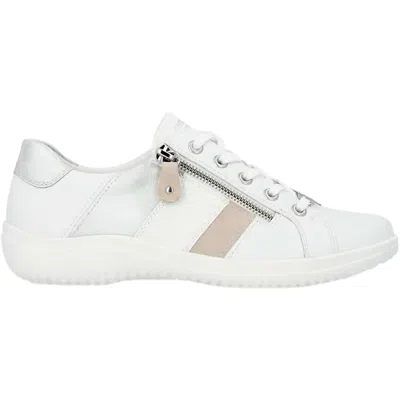 Remonte Women's Low-profile Leather Sneaker In Weiss/rose/ice In Multi