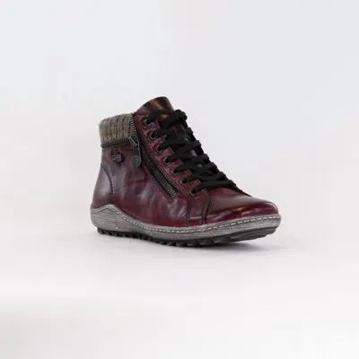 Remonte Women's R1473 Lace Up Bootie In Wine In Brown