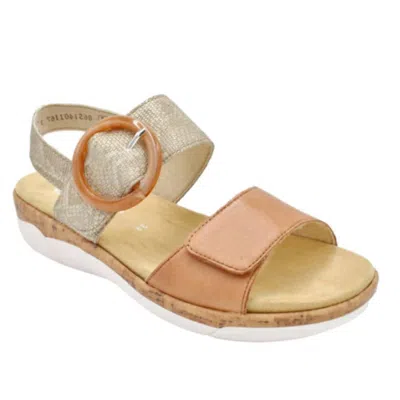 Remonte Women's R6853 Wedge Leather Blend Sandal In Noccia In Multi