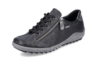 Remonte Women's Water-resistant Side Zipper Leather Sneaker In Black Waterproof In Gray