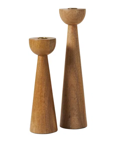 Ren Wil Laurier Candle Holder, Set Of 2 In Brown
