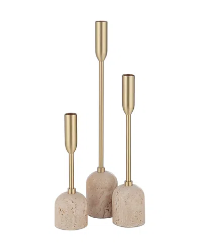 Ren Wil Vesta Tapered Candle Holder, Set Of 3 In Gold