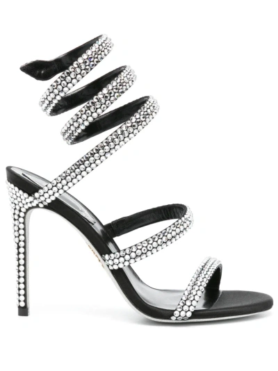 Renã© Caovilla Cleo Crystal Embellished Sandals In Black