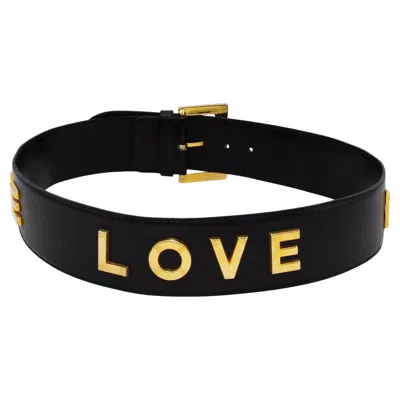 Pre-owned Rena Lange 1990s  Black And Gold 'love' Belt